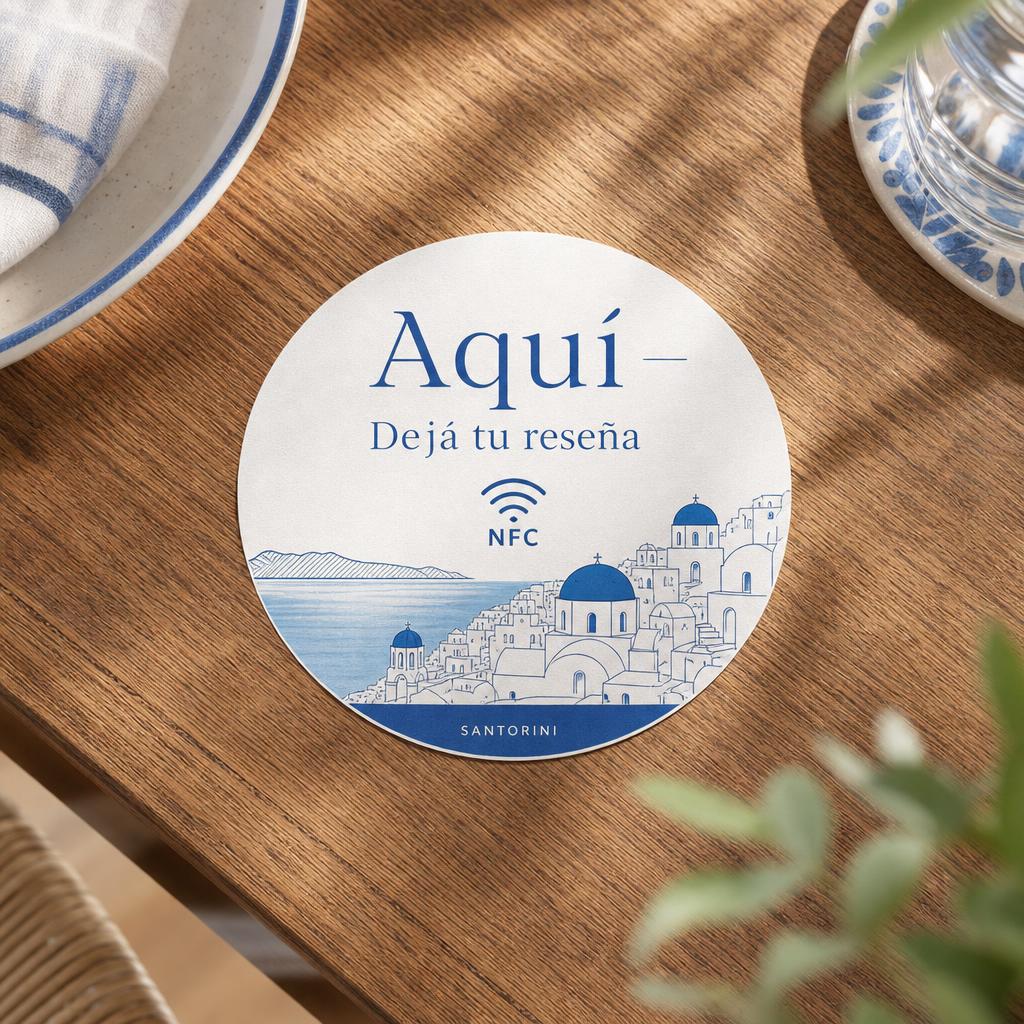 Señalizador NFC de Aquí para dejar reseñas